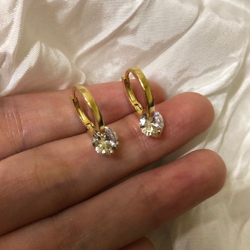 Margot Solitaire Drop Huggies in gold plated view 8