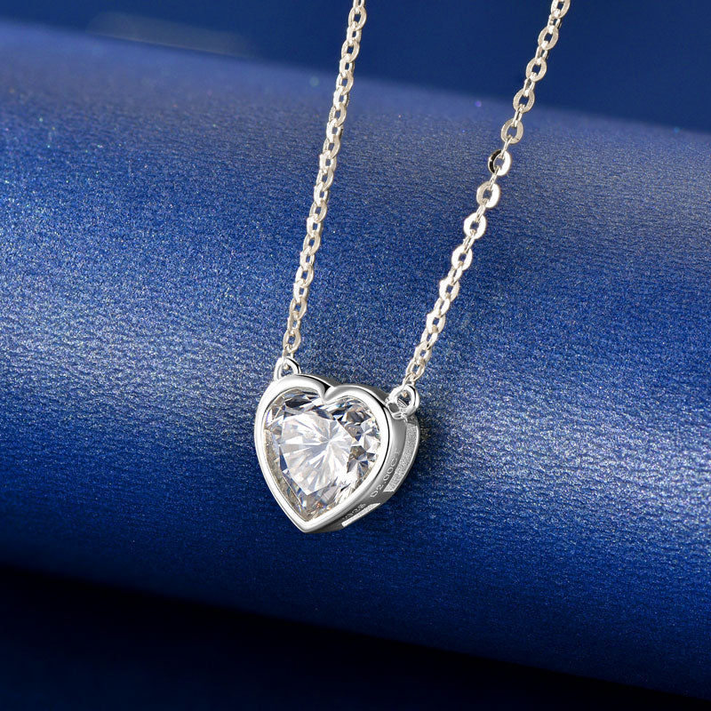 Cecile Heart Bezel Necklace in sterling silver, view 7