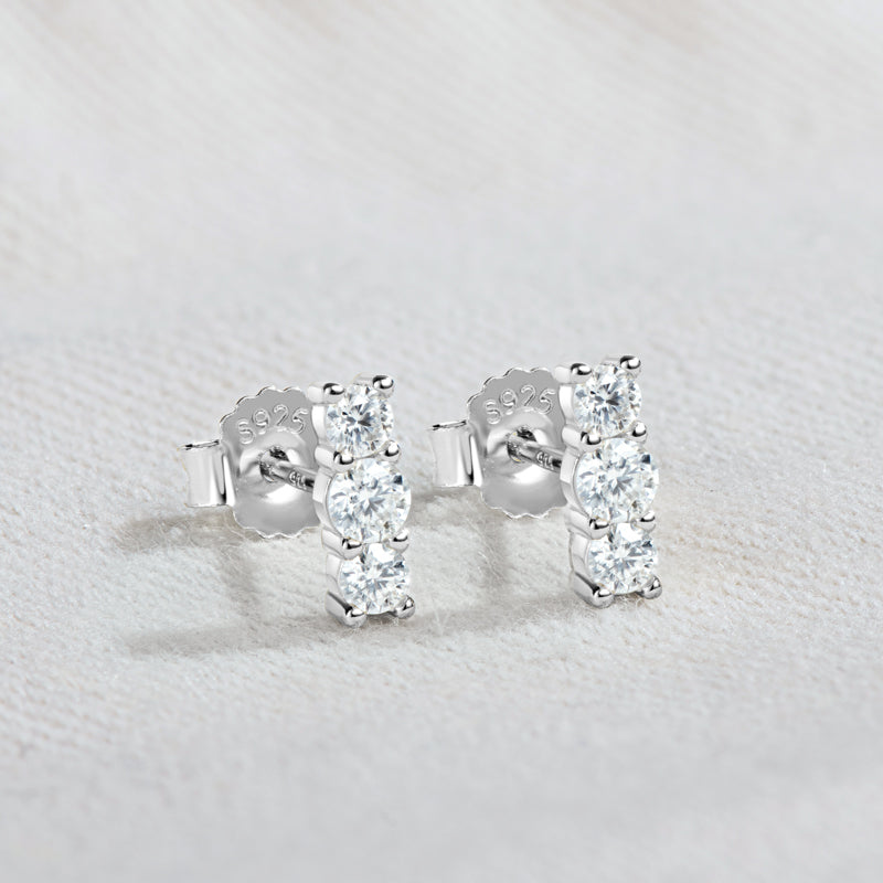 Apolline Three Stone Bar Studs view 4