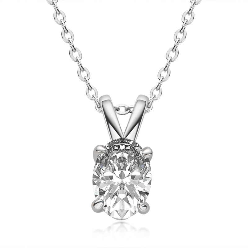 Oceane oval moissanite solitaire pendant in sterling silver