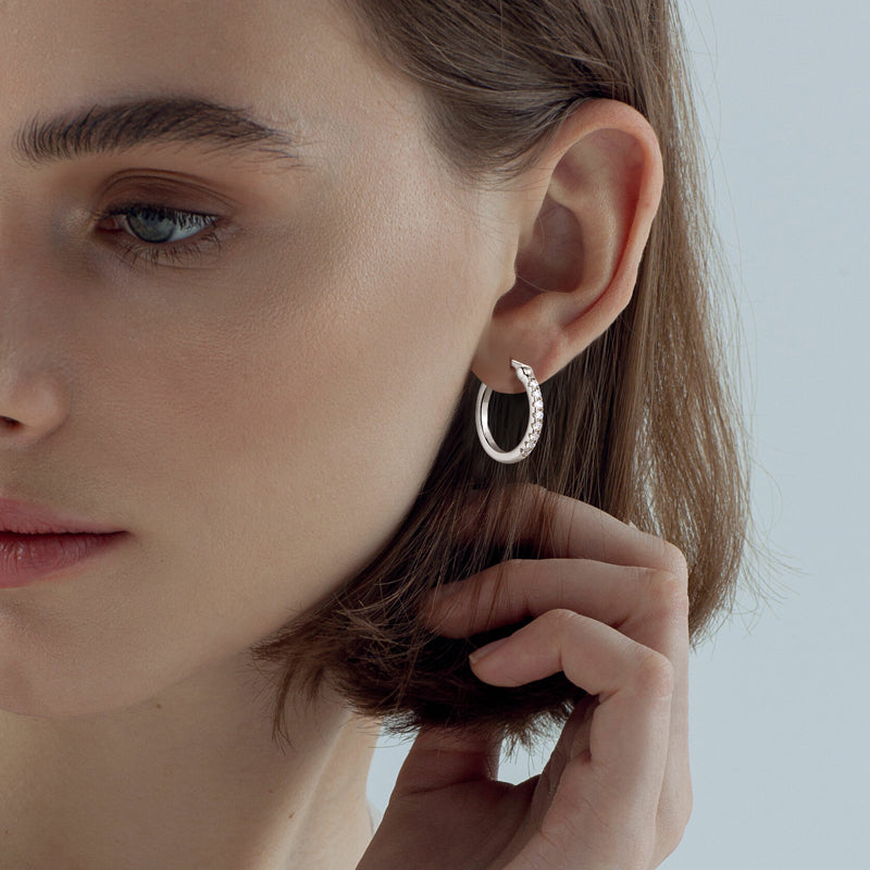 Daphne Pave Hoops in sterling silver, view 7