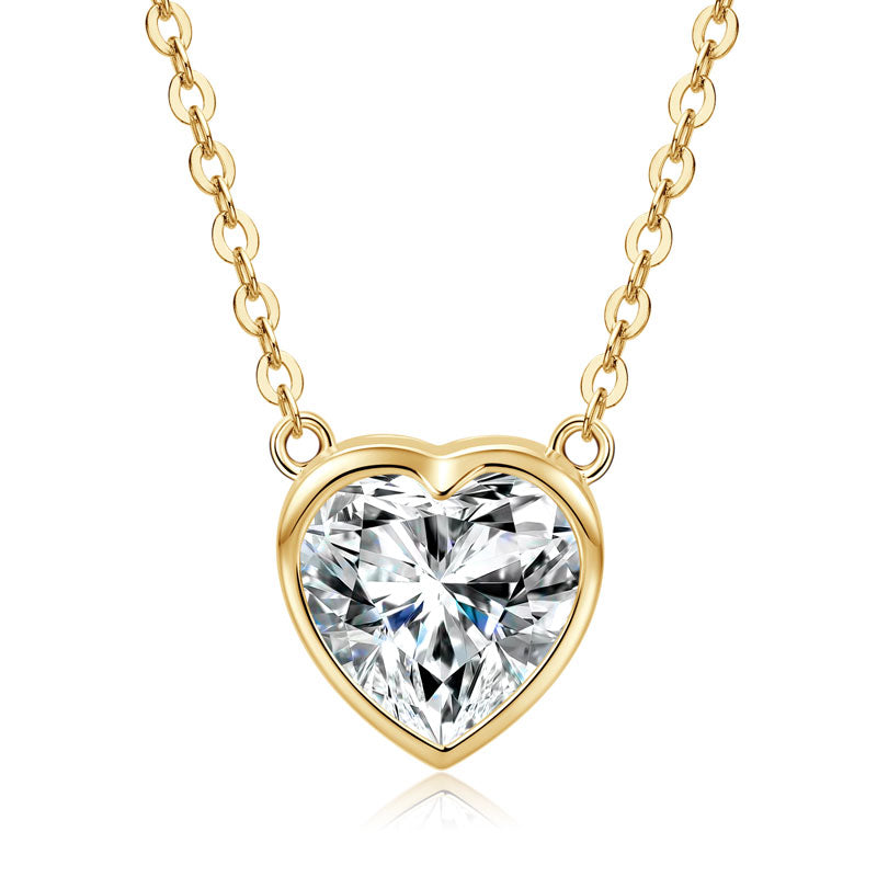 Cecile Heart Bezel Necklace in gold plate, view 3