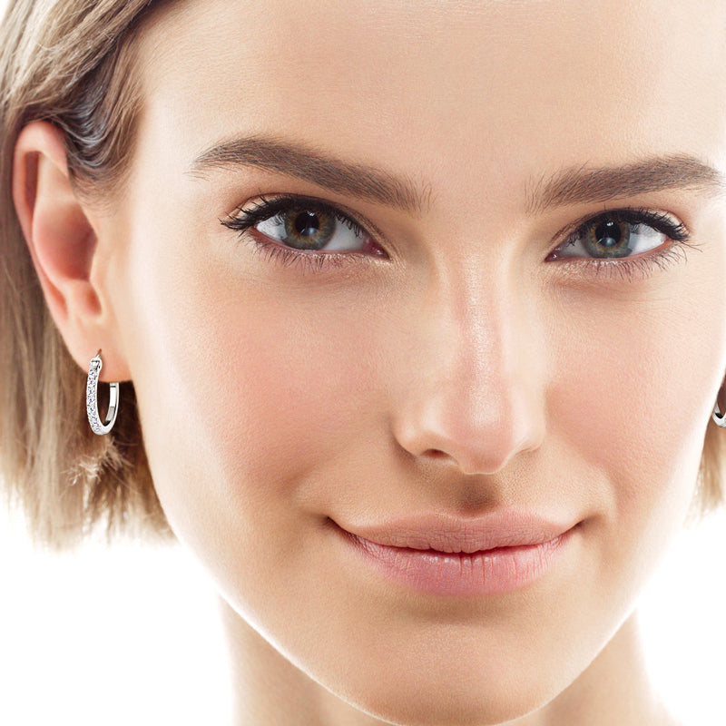 Laetitia Pave Hoops in sterling silver, view 8