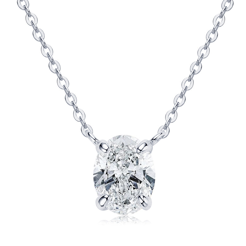 Solange crushed ice oval moissanite necklace in sterling silver