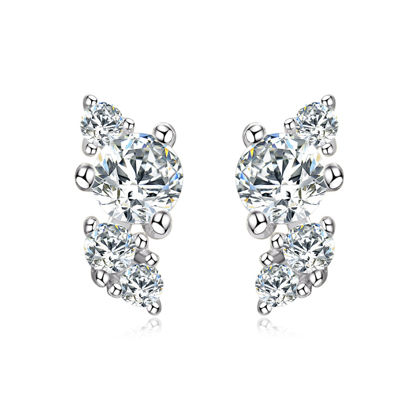 Fleur moissanite cluster climber studs in sterling silver