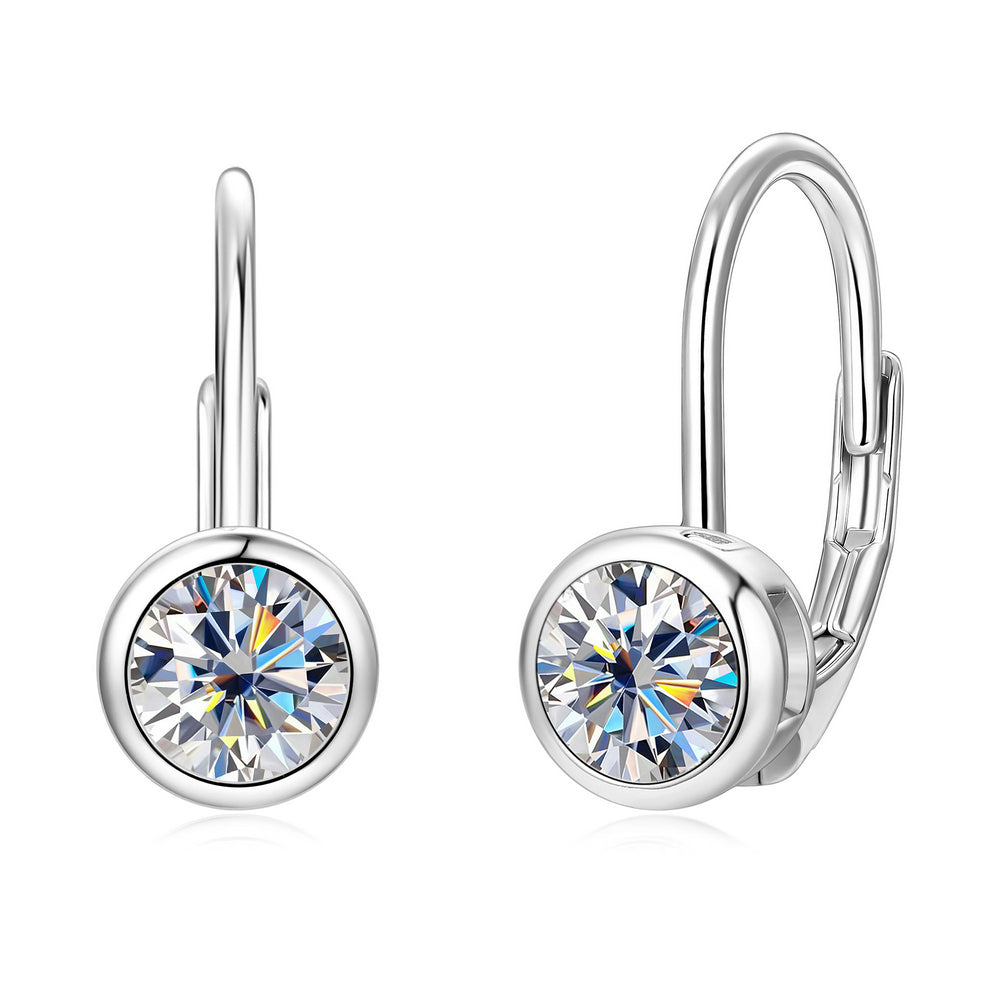 Raphaelle Bezel Leverback Earrings in sterling silver, view 2