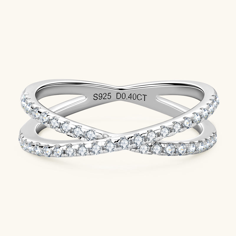 Aurelie Pave Cross Ring in sterling silver