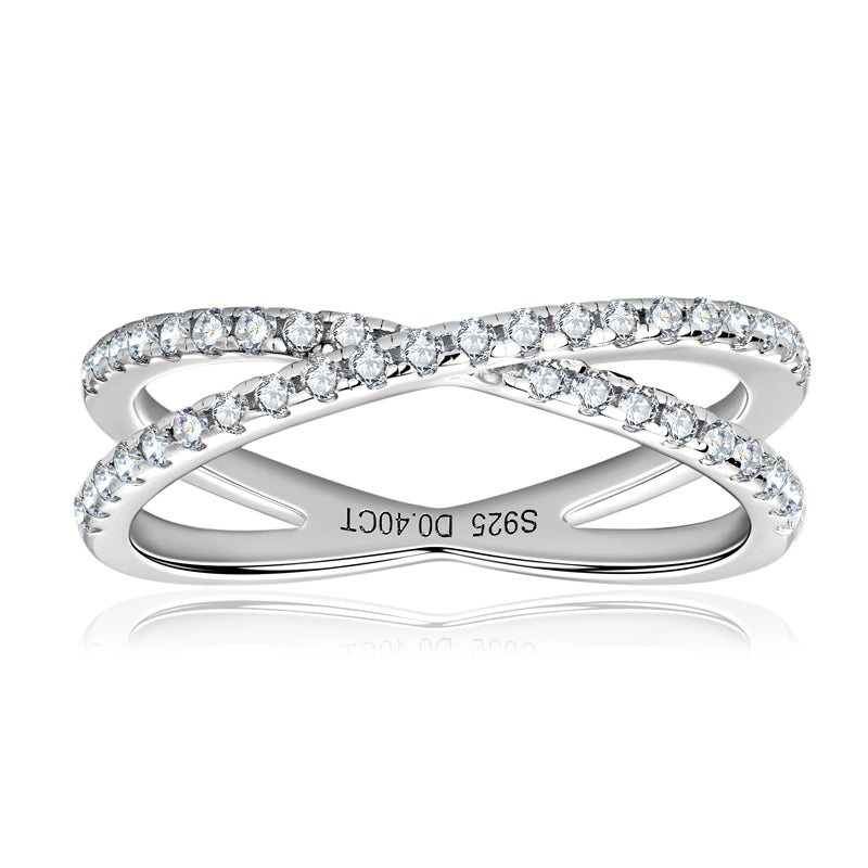 Aurelie Pave Cross Ring in sterling silver