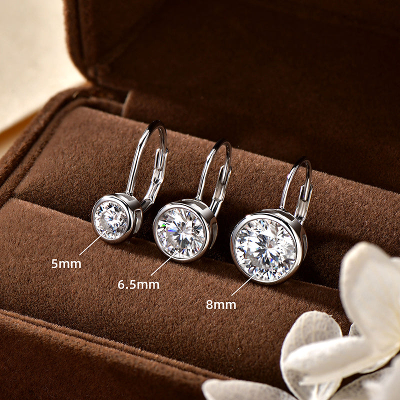 Raphaelle Bezel Leverback Earrings in sterling silver, view 5