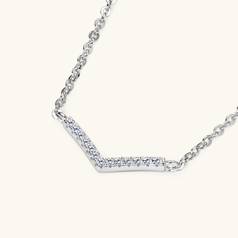 Axelle Pave V Necklace in sterling silver