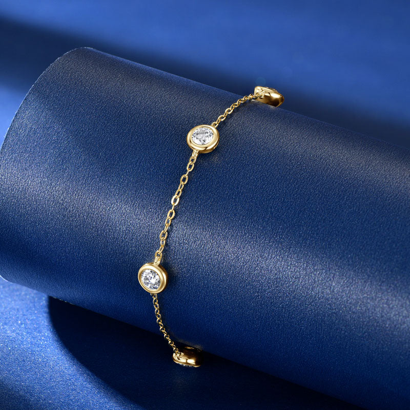 Sandrine Bezel Station Bracelet in gold plate, view 6