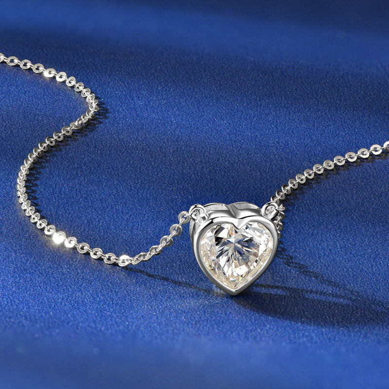 Cecile Heart Bezel Necklace in sterling silver, view 8
