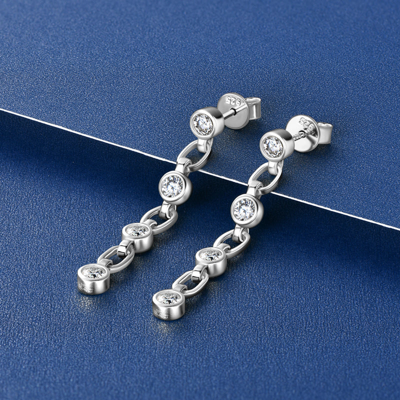 Pascale Bezel Link Drop Earrings in sterling silver, view 6