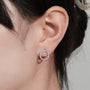 Harper pave moissanite halo circle studs worn, view 5