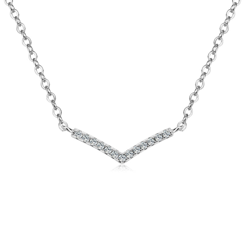 Axelle Pave V Necklace in sterling silver