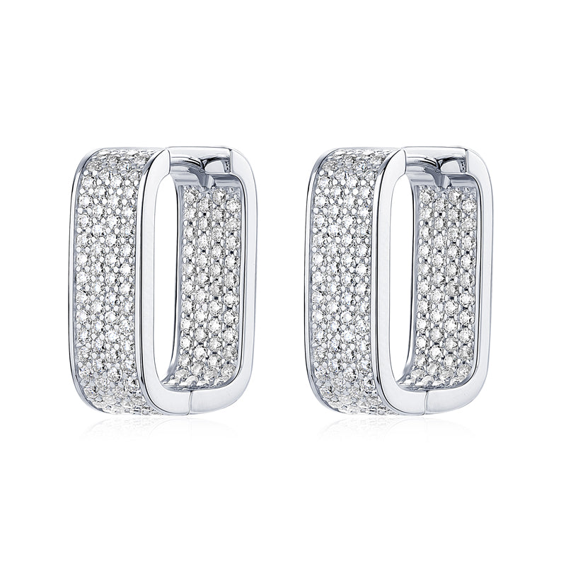 Honorine Pave Rectangle Hoops view 2