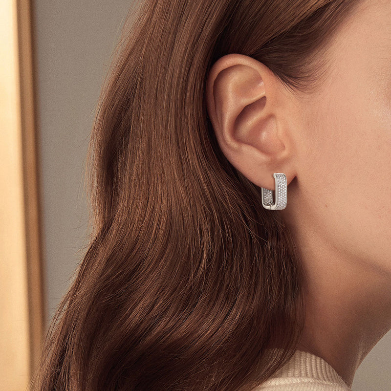 Honorine Pave Rectangle Hoops view 7