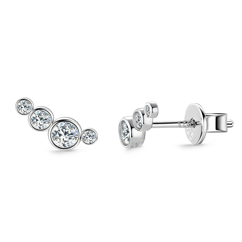 Isaure Four Stone Bezel Climber Studs in sterling silver, view 4