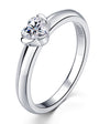 Ines heart moissanite solitaire ring in sterling silver