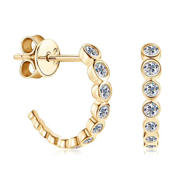 Genevieve Bezel Half Hoops in gold plated view 6