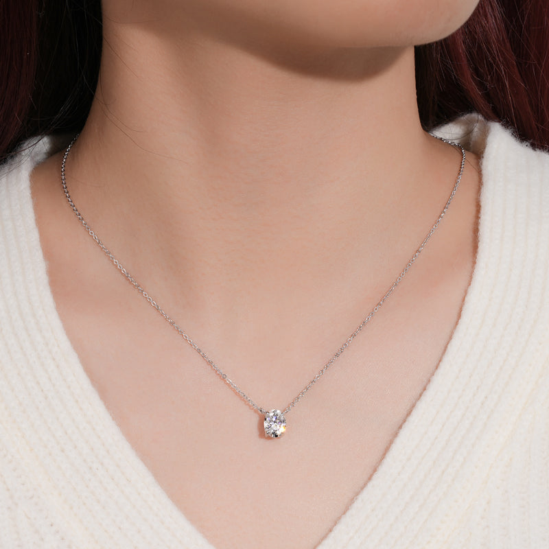 Berenice Oval Solitaire Necklace view 7