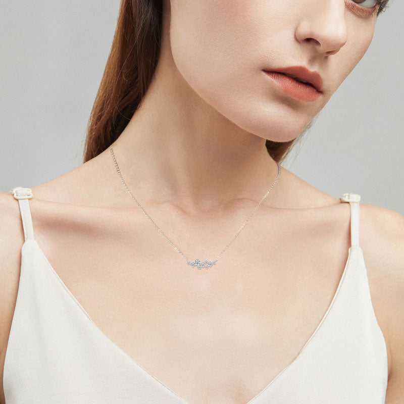 Celeste cluster moissanite necklace in sterling silver, view 8