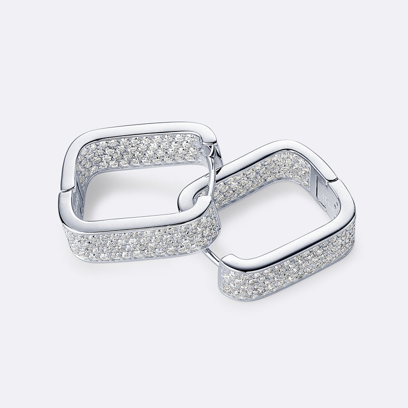 Honorine Pave Rectangle Hoops view 3