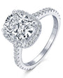 Eugenie cushion halo moissanite ring in sterling silver