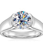 Constance half bezel moissanite solitaire ring in sterling silver