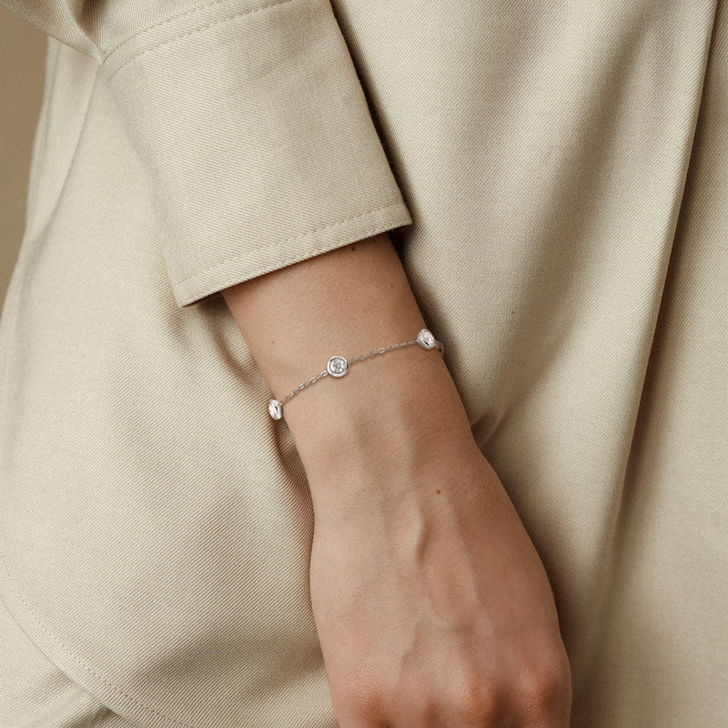 Sandrine Bezel Station Bracelet in sterling silver, view 8