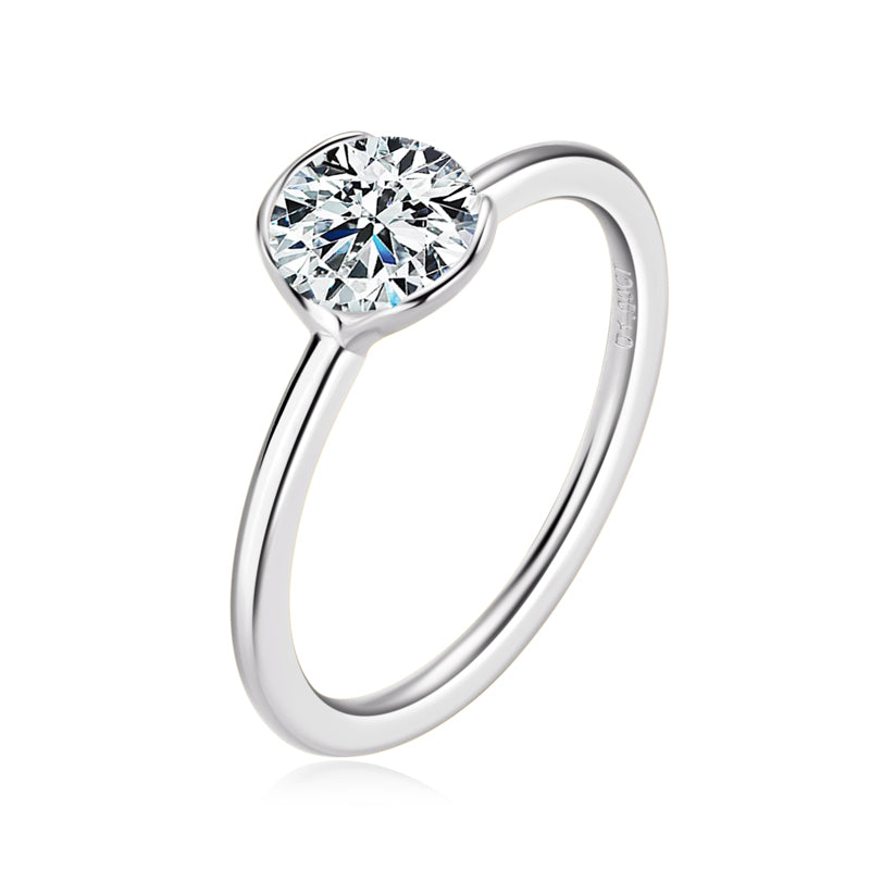 Albane bezel set moissanite solitaire ring in sterling silver
