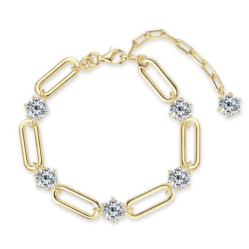 Florence Paperclip Station Bracelet in gold plate, view 2