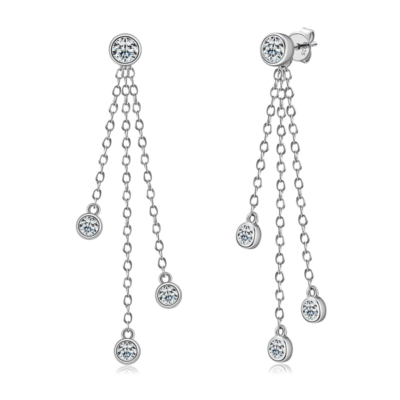 Ambre Bezel Tassel Drop Earrings view 2