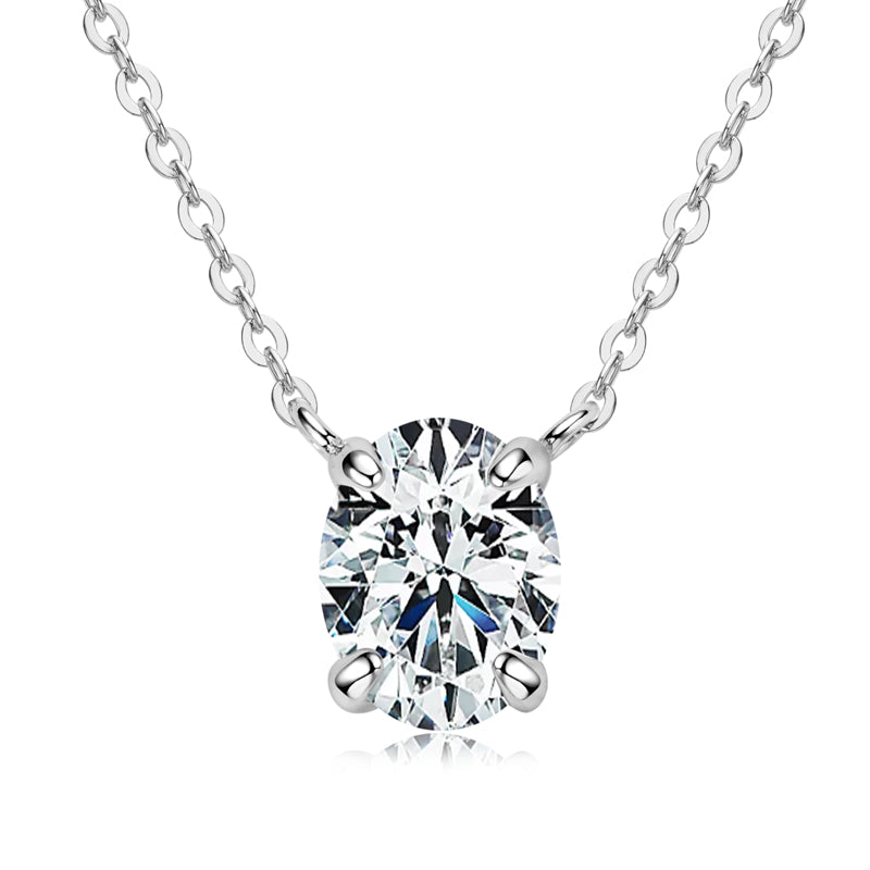 Berenice oval moissanite solitaire necklace in sterling silver