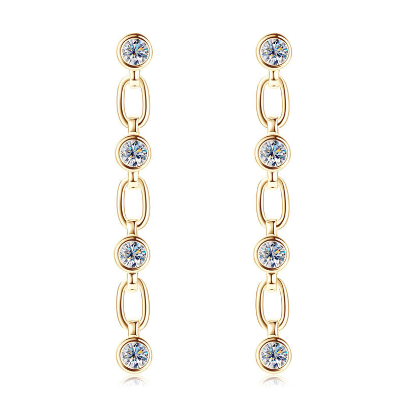 Pascale Bezel Link Drop Earrings in gold plate, view 4