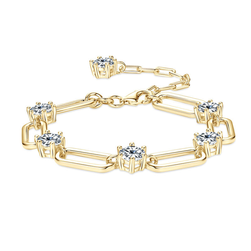 Florence Paperclip Station Bracelet in gold plate, view 4