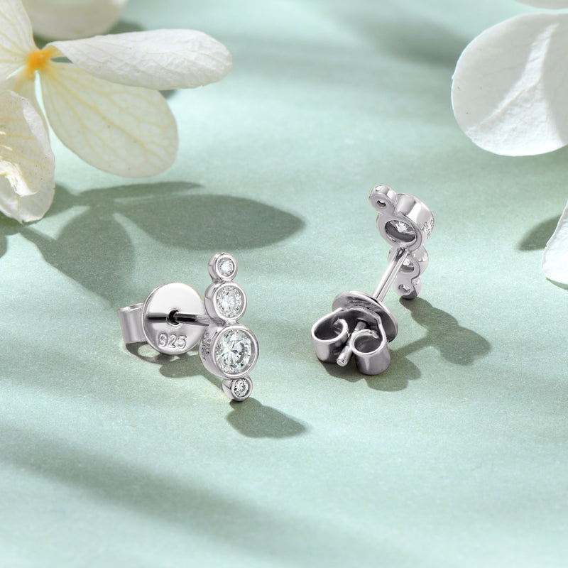 Isaure Four Stone Bezel Climber Studs in sterling silver, view 6
