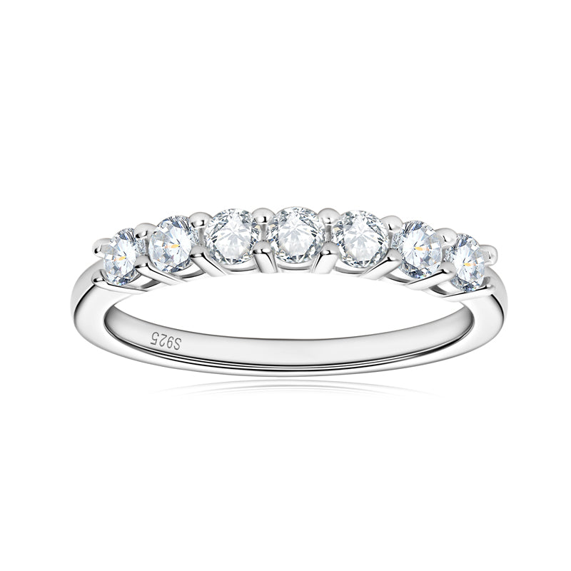 Heloise graduated seven stone moissanite band in sterling silver
