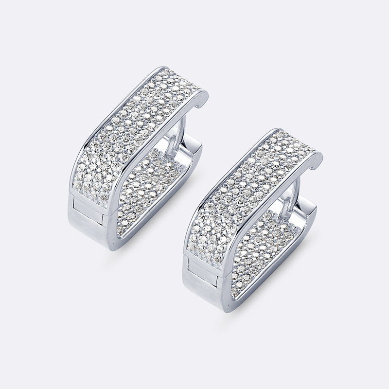 Honorine Pave Rectangle Hoops view 4