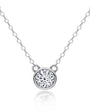 Clotilde bezel moissanite solitaire necklace in sterling silver