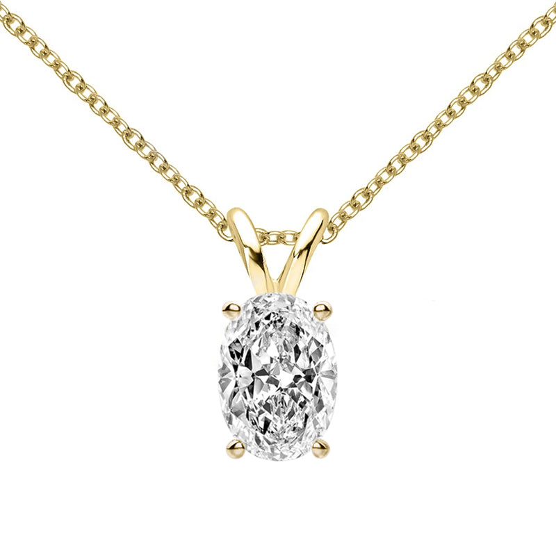 Oceane Oval Solitaire Pendant in gold plated view 3