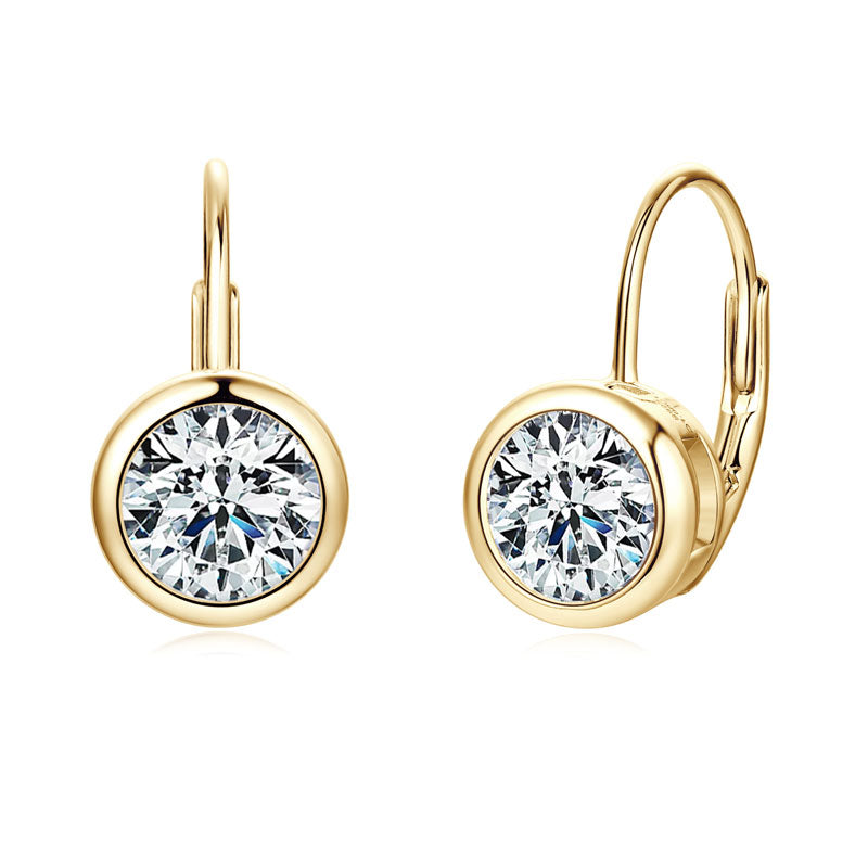 Raphaelle Bezel Leverback Earrings in gold plate, view 4