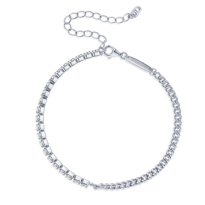 Odile half tennis moissanite bracelet in sterling silver