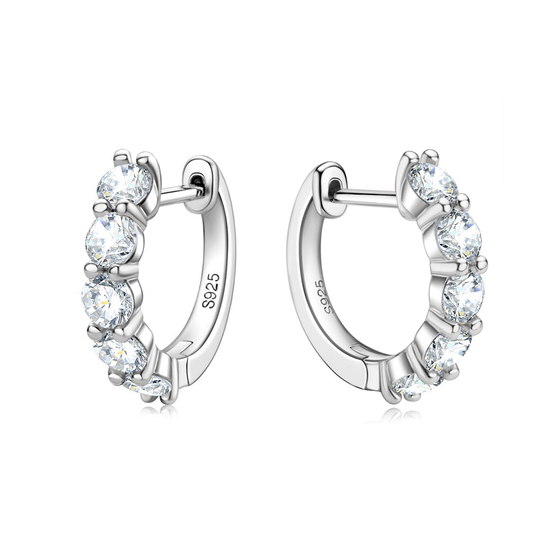 Corinne five stone moissanite huggies in sterling silver