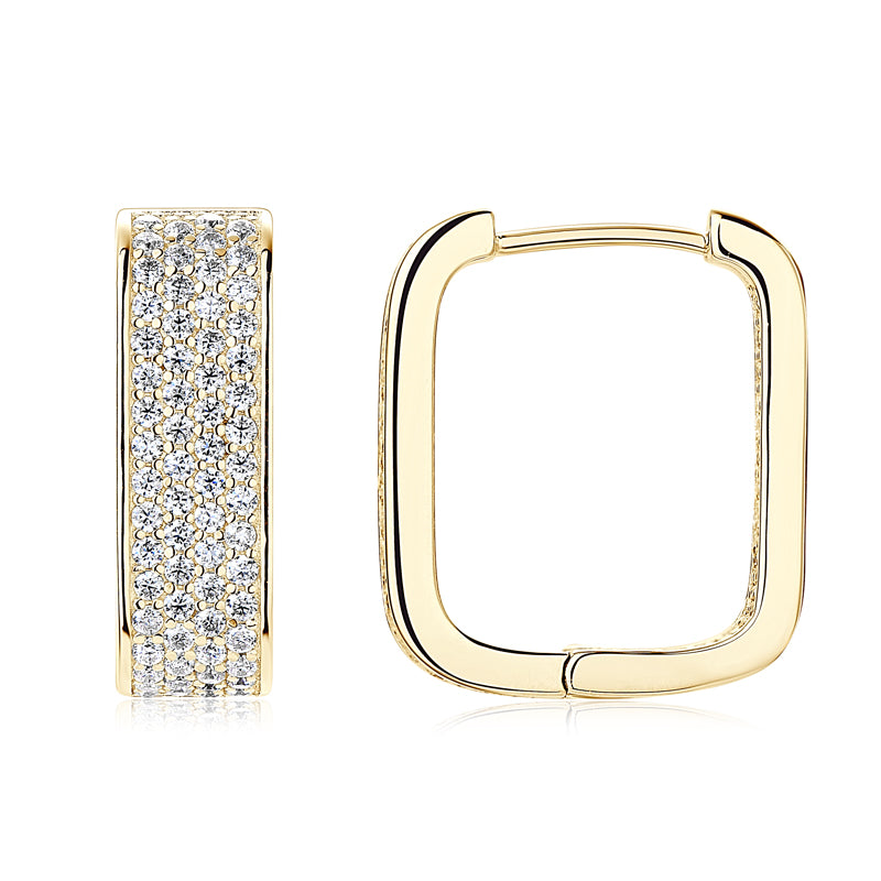 Honorine Pave Rectangle Hoops in gold plated view 8