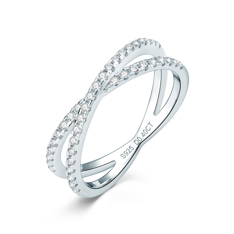 Aurelie Pave Cross Ring in sterling silver