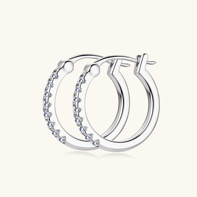 Laetitia Pave Hoops in sterling silver, view 5