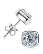 Maelle cushion bezel moissanite studs in sterling silver