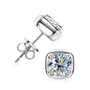 Maelle cushion bezel moissanite studs in sterling silver