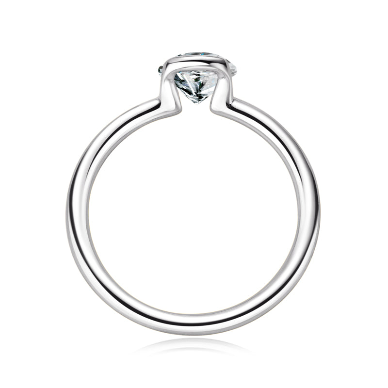 Albane Bezel Solitaire Ring in sterling silver, view 3